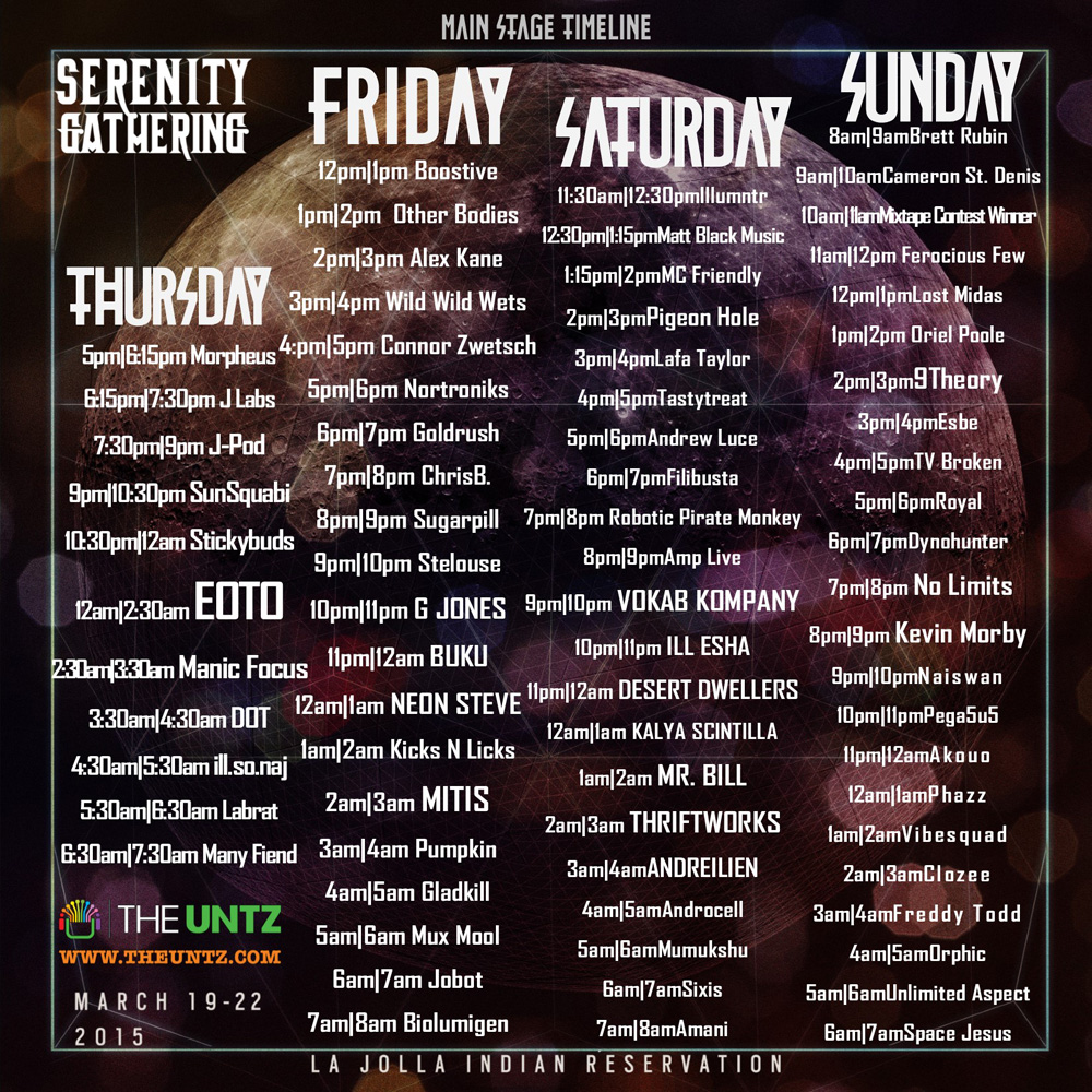 Serenity 2015 Schedule