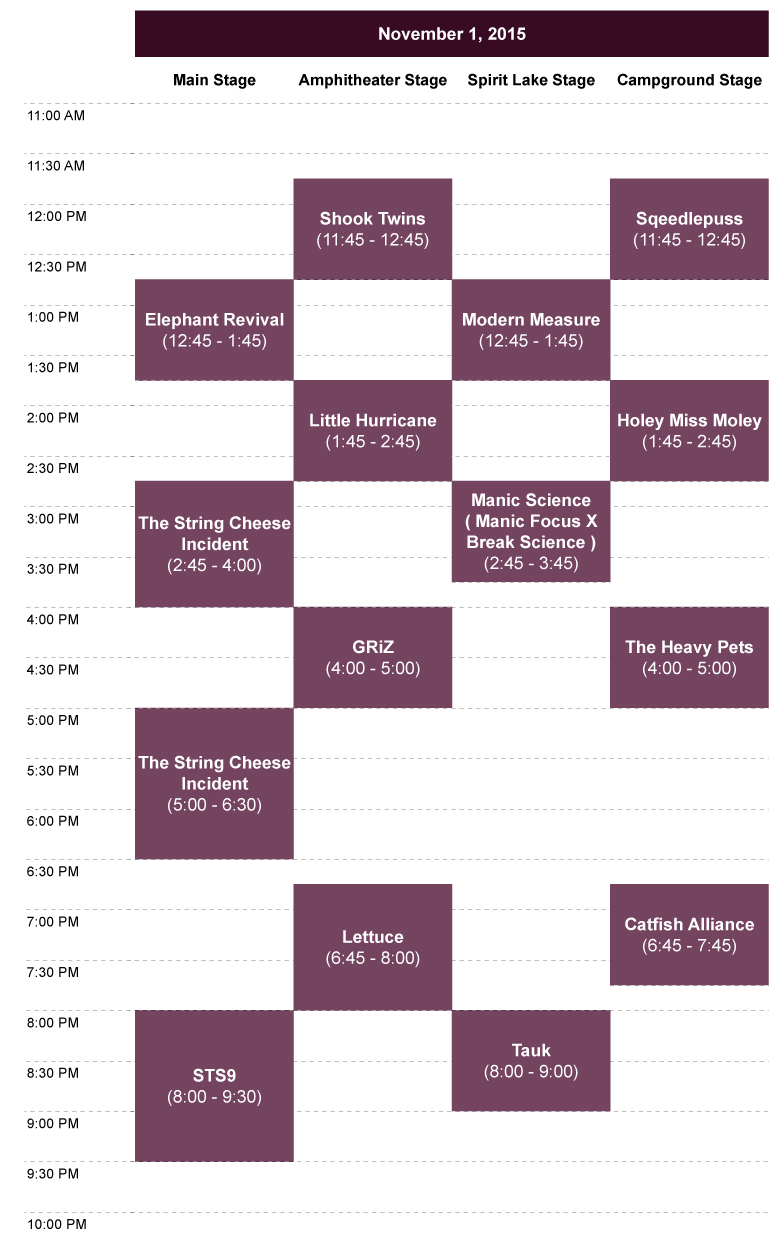 Hulaween 2015 Schedule Sun