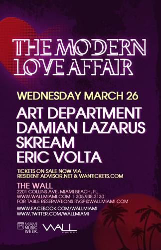 Art Department, Damian Lazarus, Skream, & more @ W at the Wall Hotel