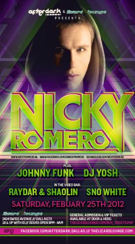 Afterdark Dallas Ent presents NICKY ROMERO at Lizard Lounge