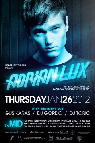 1.26 Adrian Lux No Cover w/ RSVP at The Mid