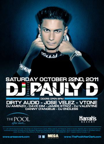 10.22.2011 : DJ Pauly D : The Pool at Harrahs Atlantic City New Jersey @areaevent