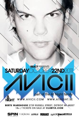 10.22 React Presents: AVICII - First Ever Detroit Appearance