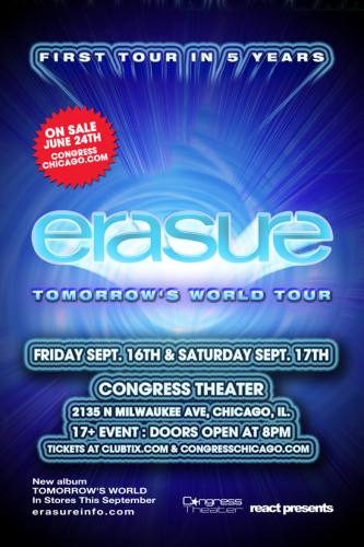 9.16, 9.17 Erasure ‘Tomorrow’s World Tour’ at The Congress Theater