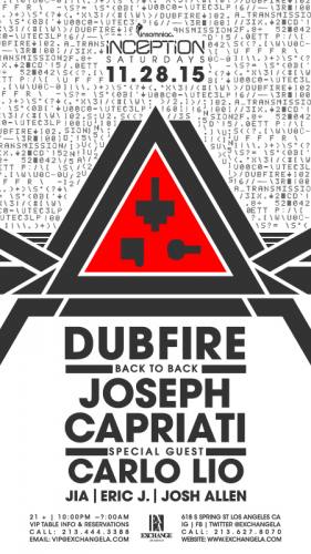  Inception Presents Dubfire B2B Joseph Capriati | Carlo Lio | JIA | Eric J. | Josh Allen
