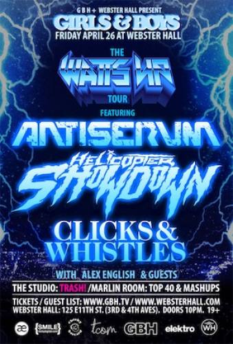 Antiserum, Helicopter Showdown, and Clicks & Whistles @ Webster Hall